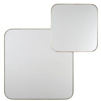 VALEA - Gestapelter Spiegel aus goldfarbenem Metall, 111x111cm