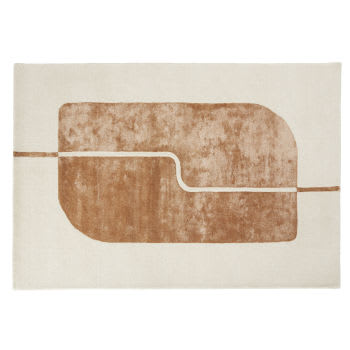 BAUTISTA - Getuft tapijt met motieven - ecru/koffiebruin - 160 x 230 cm