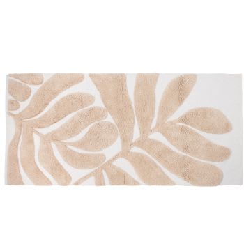 CEDRAL - Getuft tapijt van gerecycleerd katoen plantenprint - ecru/beige - 60 x 120 cm