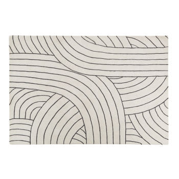KASTOS - Getuft wollen tapijt met grafisch motief, gebroken wit, 160 x 230 cm