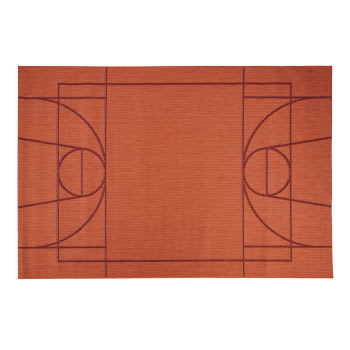 EDMOND - Geweven buitentapijt met motief van basketbalterrein, terracotta, 160 x 230 cm