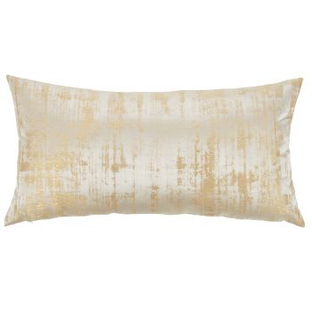 OLIVO - Geweven jacquard kussen van gerecycleerd polyester, goudkleurig/beige, 30 x 60 cm
