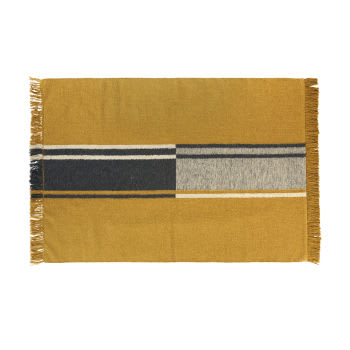 BERTUSI - Geweven tapijt van wol en gerecycled katoen, karamelbruin, grijs en wit 140x200