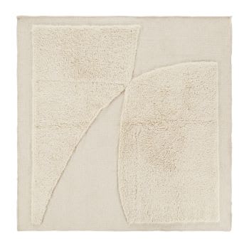 ANAYA - Geweven wollen tapijt met getuft motief, ecru, 160 x 160 cm