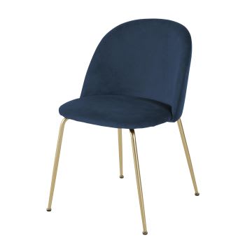 Ginette - Donkerblauwe fluwelen stoel