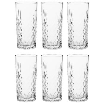 Set van 6 - Glas met handvat van geslepen glas