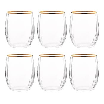 Lote de 6 - Glass and Gold Wire Tumbler