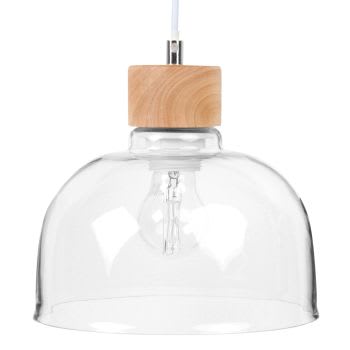 OLGA - Glass and Rubber Wood Pendant