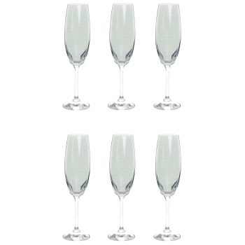 Set van 6 - Glazen champagneglas - iriserend blauw