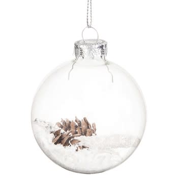 Set van 6 - Glazen kerstbal met besneeuwd tafereel