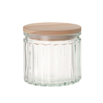 IZMA - Set van 2 - Glazen pot met deksel van dennenhout H8