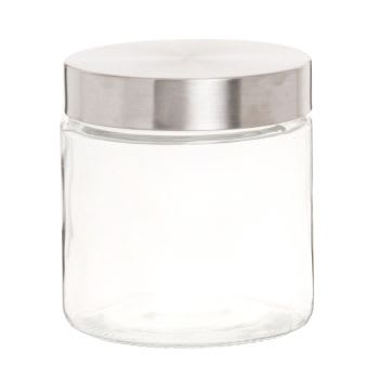 TUZ - Set van 3 - Glazen pot met zilverkleurig metaal H12