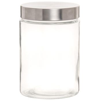 TUZ - Set van 3 - Glazen pot met zilverkleurig metaal H17