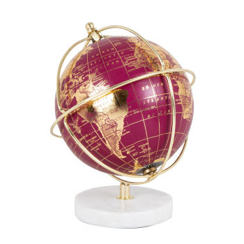 MINI PLANETI - Globe terrestre carte du monde doré, violet et marbre blanc