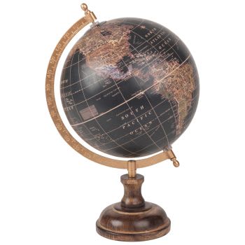 Globe débarrond transparent avec support, carte du monde en