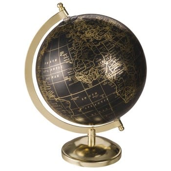 5TH AVENUE - Globe terrestre carte du monde noir et doré