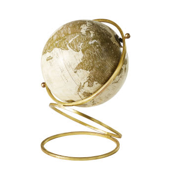 JOHANN - Globo terrestre com mapa do mundo de metal dourado