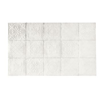 Gloria - Testata da letto in pino massello di pino con motivi a mosaico bianchi, 200 cm