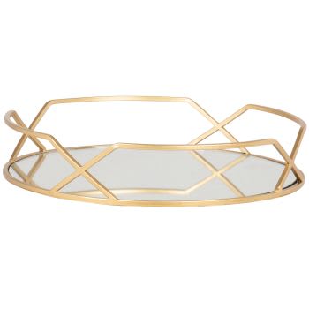 HOANI - Gold metal and mirrored round tray