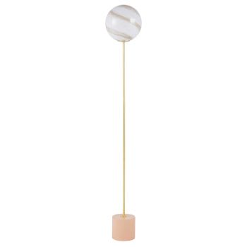 Odylle - Gouden en roze metalen staande lamp met marmeren glazen bol