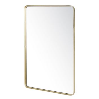 Goudkleurige metalen spiegel met afgeronde randen 75x110