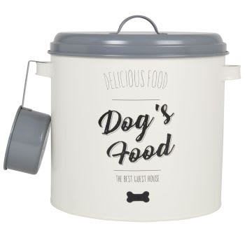 GOURMET DOG - Caja para comida de mascotas de metal color crudo con estampado Alt. 27