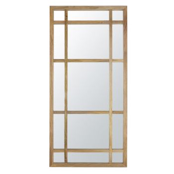Grand miroir fenêtre rectangulaire en bois de manguier marron 91x191