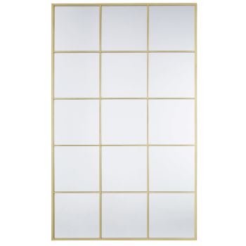 CARTER - Grand miroir fenêtre rectangulaire en métal doré 109x181