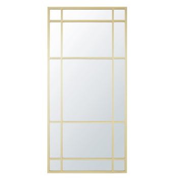 Grand miroir fenêtre rectangulaire en métal doré 90x190
