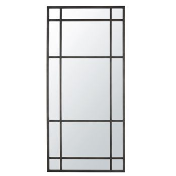 NOAH - Grand miroir fenêtre rectangulaire en métal noir 90x190