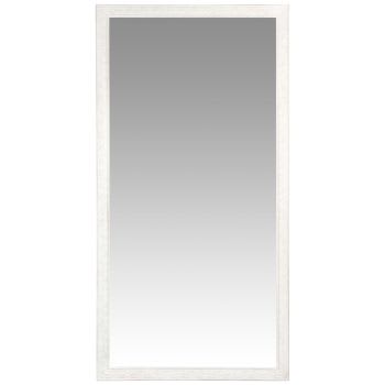 PAULINE - Grand miroir rectangulaire à moulures blanc grisé 90x180