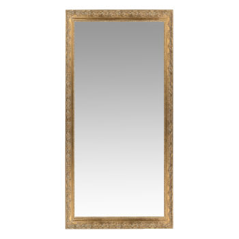 VALENTINE - Grand miroir rectangulaire à moulures en bois de paulownia doré 90x180