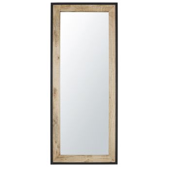 MILES - Grand miroir rectangulaire en bois de manguier et métal noir 70x170