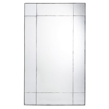 Grand miroir rectangulaire en métal noir effet vieilli 100x161