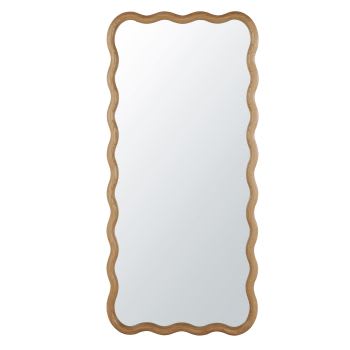 Grand miroir rectangulaire ondulé en bois de chêne 75x160