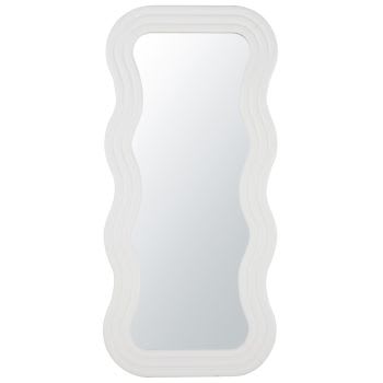 DABINA - Grand miroir rectangulaire ondulé et strié blanc 80x173