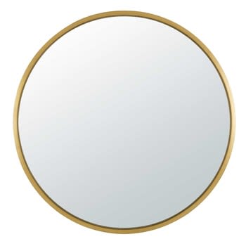 Grand miroir rond en métal doré D159