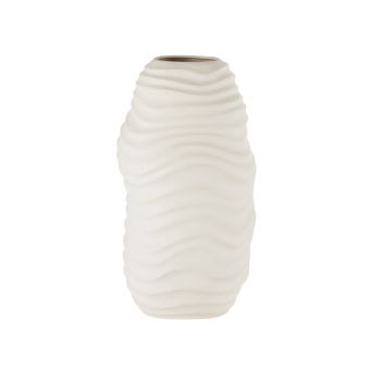 Rhea - Grand vase en grès blanc cassé H41