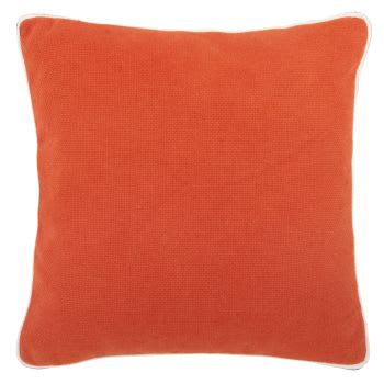 GRAZIE - Fodera per cuscino in cotone piqué marrone con fettuccia 40x40 cm