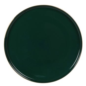 BERENICE - Set van 6 - Groen en goudkleurig porseleinen plat bord