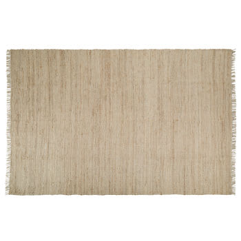 LODGE - Groot handgeweven tapijt van jute en katoen met franjes, 250 x 350 cm