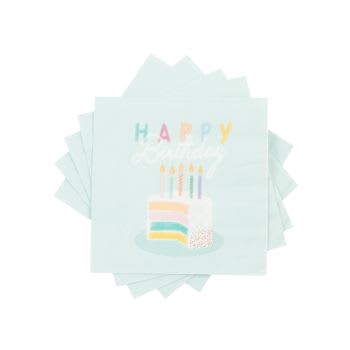 HAPPY BDAY - Lote de 4 - Guardanapos em papel multicolor com estampado (x20)