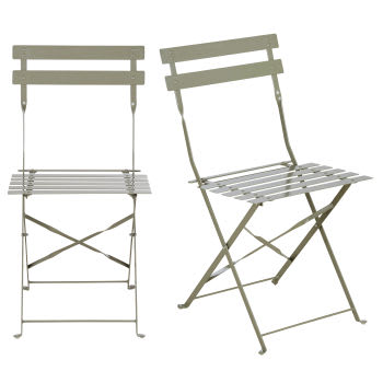 Guinguette - Gartenklappstühle aus khakigrünem Stahl (Set aus 2)