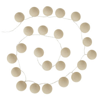 MALLORCA - Guirnalda luminosa de algodón beige con 24 luces LED para exteriores L. 760