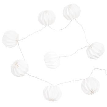 Thallie - Guirnalda luminosa de papel plisado blanco con 10 luces LED L. 40
