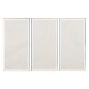 Guillemette - Handgeschilderd drieluik, beige en wit, 169,5 x 112 cm