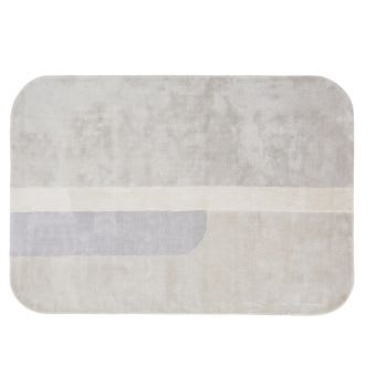 Handgetufteter Teppich aus Viskose und Baumwolle, ecru und altrosa, 140x200cm