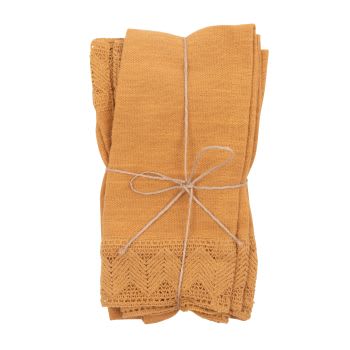 MAGDI - Handtücher aus Baumwolle mit Stickerei, ocker, 42x42cm, Set aus 2