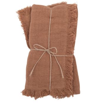 SAPARI - Handtücher aus Baumwollgaze mit Fransen, braun, 45x45cm, Set aus 2