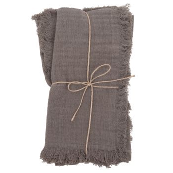SAPARI - Set aus 2 - Handtücher aus Baumwollgaze mit Fransen, grau, 45x45cm, Set aus 2